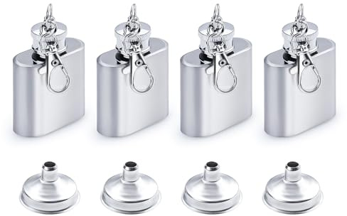LELE LIFE Lot de 4 mini flasques de 28,3 g en acier inoxydable avec 4 entonnoirs pour homme et femme, pour alcool, whisky, vin