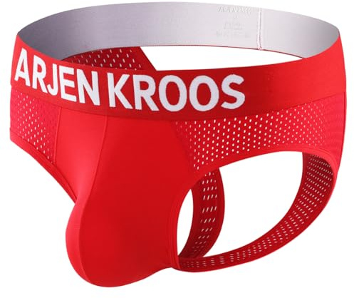 Casey Kevin Jockstrap för män, 4,5 cm bred linning, ventilerande suspensorium män av bomull, sexiga underkläder för sport och vardag, A4-röd, S