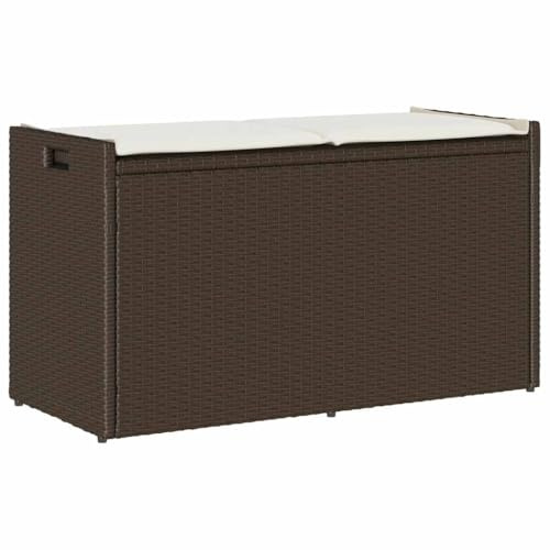 SDWEHO7 Gartenbank Sitzbank Outdoor Balkonbank Terrassenbank Balkonmöbel mit Stauraum und Kissen Braun 100 cm