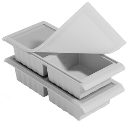 2 Pack Silicone Freezer Tray for Soup Ice Cubes,2-Cup Soup Freezer Molds with Lid for Meal Prep, Makes 4 2-Cup Soup Portion Freeze Trays for Storing 250mL/500mL Broth, Soup, Leftovers and Sauce