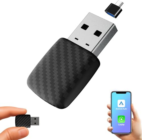 Adaptador Sunweyer S28 Súper Mini para CarPlay y Android Auto Inalámbrico - Plug & Play - para Coches con CarPlay cableado de fábrica, Adaptador inalámbrico de conexión automática | Convierte CarPlay con cable y Android Auto de forma inalámbrica. Ultra-mini. Plug & Play, conexión automática para iOS 10+ y
