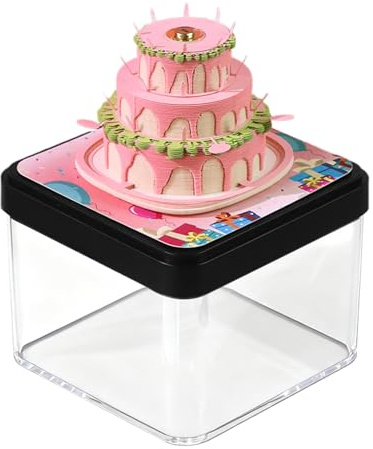 Calendario di compleanno – Blocco note in carta 3D con torta di compleanno per ufficio, scuola, dormitorio, appartamento, decorazione per la casa con scultura di carta interattiva, planner per bambini