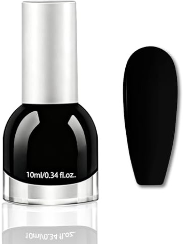 Black Nail Polish - Matt Black Nail Vanish - Water-Based Polish With Silk Texture For Daily Looks & Party - Fast Drying & No UV Needed For Woman & Girls Nail Art
