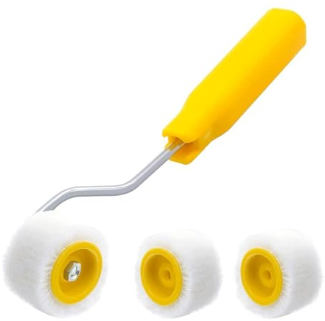 Petit Rouleau Peinture 2 cm avec 2 Rouleaux de Rechange Border Retoucher en Laine Mini Rouleau Peinture Kit de Rouleaux de Peinture pour Peindre, Réparer les Bords ou les Coins