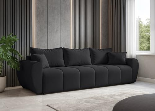 AXLIVING Malatya Big Sofa mit Schlaffunktion Schlafsofa in Schwarz 246cm