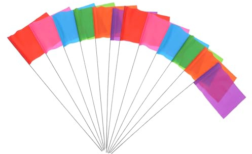 Toyvian 120 Stück Markierungsfähnchen Garten aus Polyester mit Holzstab Bunte Rasensprenger Fahnen für Bewässerung Haustiererziehung und Landschaftsgestaltung