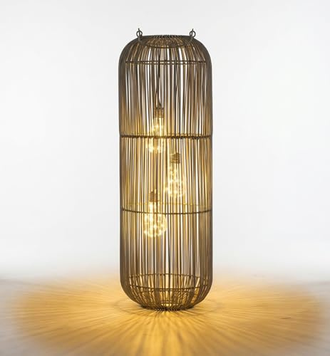 formano Solarlaterne Außen Garten Rattan Laterne 3 LED Birnen 60 cm Solarleuchte mit Dämmerungssensor, IP44 wetterfest, dekorative Solarlampe für Balkon Terrasse Outdoor Beleuchtung