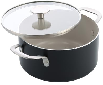 KitchenAid Aluminium Bräter mit Glasdeckel, 20 cm/3,11 L, PFAS-freie Keramik-Antihaftbeschichtung, Induktion, Backofengeeignet bis 160 °C, Spülmaschinengeeignet, Schwarz