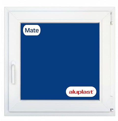 Winwindo - Ventana PVC Reforzada | 80x80 | Oscilobatiente Derecha | Cristal Climalit Mate | Perfil Aluplast | Blanca | No amarillea, Ruido <45db, Aislamiento Térmico | Entrega 24/48h