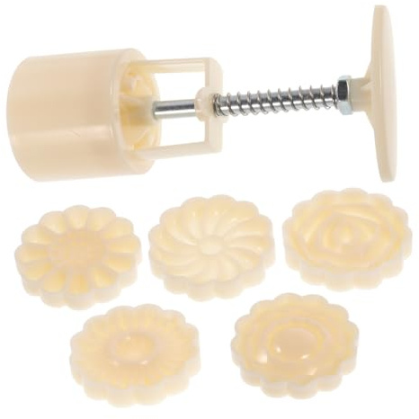 Roleader Set di 7 Stampi per Mooncake 3d Fatti a Mano in Abs Timbri a Pressione Manuale per Biscotti, per Cucina e Preparazione Dolci Fatti in Casa