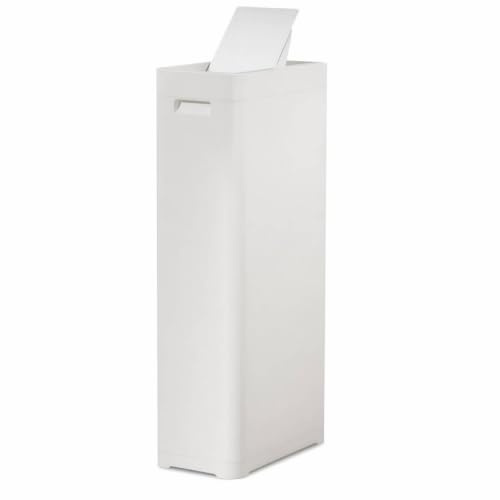 Ronyme Poubelle à Couvercle Oscillant Poubelle Pédale Poubelle Haute Corbeille Rectangulaire Collecteur Déchets en PP Étanche et Gain de Place Adaptée à la, Blanc, 25L