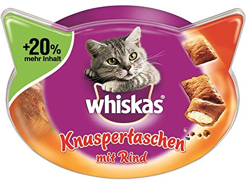 whiskas Knuspertaschen mit Rind | 6X 72g Katzensnack