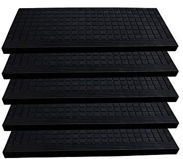 BigDean Stufenmatte aus Gummi 5 Stück a 65x26cm mit Winkelkante rutschfest | für Innen- und Außentreppen Treppenmatte