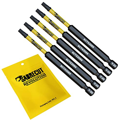 SabreCut 5pcs SCTX2089_5 89mm T20 TX20 Impact Schrauberbits Robust | Geschmiedete Präzisionsspitzen und wärmebehandelter Torsionsstahl verbessern Schlagfestigkeit und Haltbarkeit