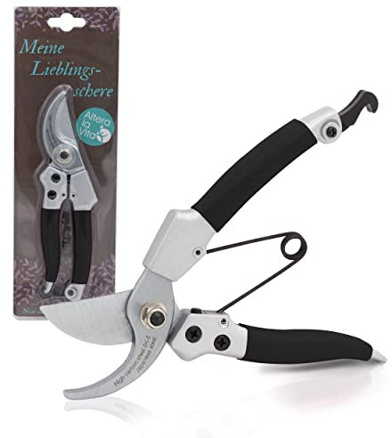 Altera la Vita Professionelle Floristenschere Gartenschere Baumschere Rosenschere | klein und ergonomisch für Rechts- und Linkshänder | Bypass-Schere scharfe SK5-Stahl Klingen | 18 cm pink (Schwarz)