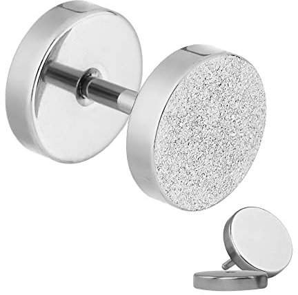 Treuheld® | 10mm Fake Plug Ohrstecker in Diamant Glitzer Optik | Silber | Fake Tunnel Ohrring zum Schrauben für Damen und Herren | Chirurgenstahl