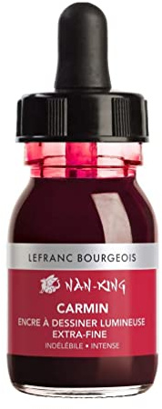 Lefranc Bourgeois 301277 Nan King Zeichentusche & Kalligrafietusche - Karmin - 30 ml, Pigmentiert, lichtbeständig, für Zeichnen & Skizzen