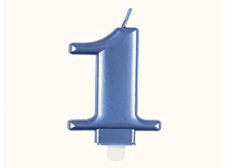 Metallische Geburtstagskerze - Zahl 1 - Blau