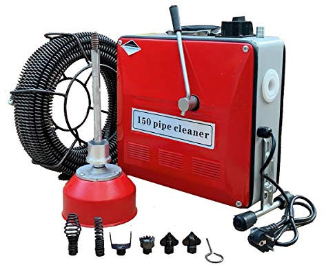 TABODD 900W Tuyau Drain Tarière, 220V Drain Cleaner Machine Pipeline Excavator avec 6 Têtes De Coupe De Forage Déboucheur De Drain Pour Le Nettoyage De Drague Égout 20mm - 110mm Tuyaux De Drainage