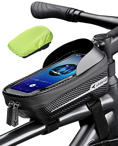 whale fall Bike Phone Holder Waterproof, Hard Casing Bike Bag, Bicycle Frame Bag with Touchscreen, Durable Cycling Accessories for Storage, Gifts for Men, for Phones up to 7
