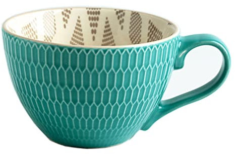 Groß Suppenschüssel Kaffeetasse Mit Henkel, Breit Suppentasse Getreide Frühstückstasse Mikrowellen Salatschüsseln Und Ofenfest Porzellantasse Für Milch Tee Snacks Eis -400ml,A