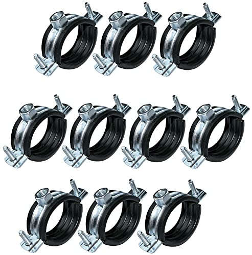 AERZETIX - Lot de 10 Colliers Isophoniques avec Joint en Caoutchouc pour Tuyau Ø 1 1/4'' 38-43mm - Support de Fixation à Visser M8 - Acier Zingué - DIN EN 10111 - C49879