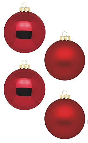 INGE-Glas Magic Weihnachtskugeln 12 STK 8cm | Schöne Christbaumkugeln aus Glas Große Kugeln in Karton-Box Christbaumschmuck Weihnachtsbaumschmuck Weihnachtsbaumkugeln (Ochsenblut Rot Glanz Matt)