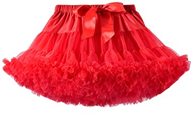 YILEEGOO Toddler Girls' Layered Pleated Tulle Mini Skirt Ballet Dance Tutu Petticoat Birthday Party Fancy Dress (Red, 8-10 Years)