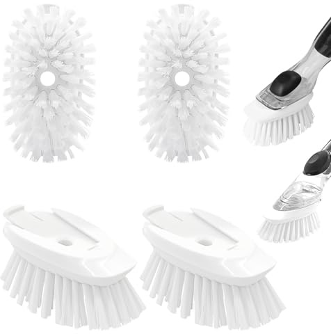 Dish Brush Refill, 4 Pack Dish Brush Replacement Head for OXO Dish Brush, Brush Dispenser Refill Fits Soap Dispensing Handle