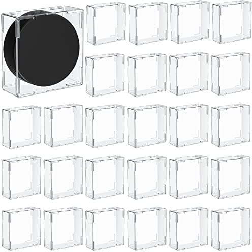 Marsui 30 Pieces Hockey Puck Display Case Cube Acrylic Square Hockey Puck Holder Snap Design Plastic Holder for Displaying, Clear, 3.13 x 3.13 x 1.3 Inches