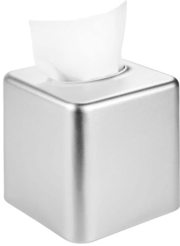 Livelab Taschentuchbox-Abdeckung, quadratische Metall-Taschentuchbox-Halter, moderne Dekoration, Gesichtsserviettenhalter, Taschentuchbox, Spender für Badezimmer, Schlafzimmer, Büro – Silber