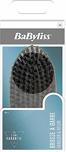 Babyliss - Brosse à barbe en poils de sanglier et en nylon - Brosse compact et ergonomique - Idéal pour le soin des barbes - Garantie 5 ans - Lot de 1