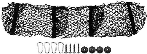 Alnicov Cargo Net with Hooks Stretchable 3 Pocket Trunk Cargo Organizer Mesh Storage Net with Four Metal Carabiners for Truck Bed or Trunk