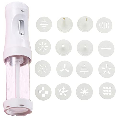 Zelausica Elektrische Plätzchenpresse Churros Maker mit 12 Scheiben und 4 Zuckerguss-Spitzen für Kuchen DIY Werkzeuge Backzubehör Set