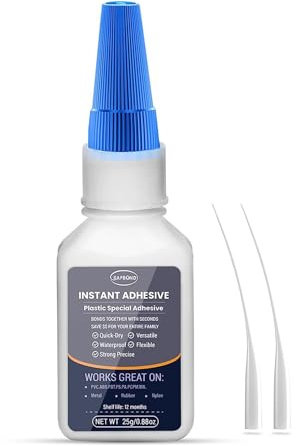 Super Plastic Glue - 25g Strong Instant Glue for Plastic, Waterproof Heat Resistant All Purpose Liquid Adhesive with Precise Nozzle, Model, PVC, Vinyl, ABS, PBT, PA, PC, PM, Nylon