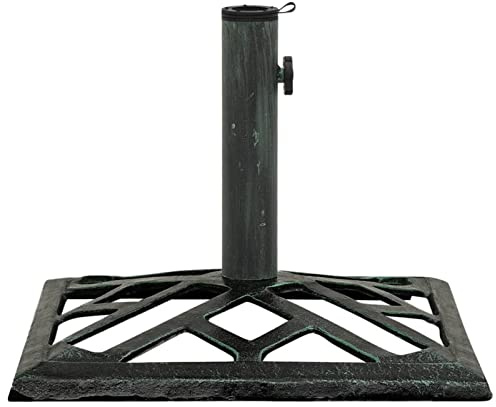 Camerina Socle de Parasol Vert 44x44x31 cm Fonte,Pied De Parasol,Pied De Parasol Lourd,Pied De Parasol sur roulettes