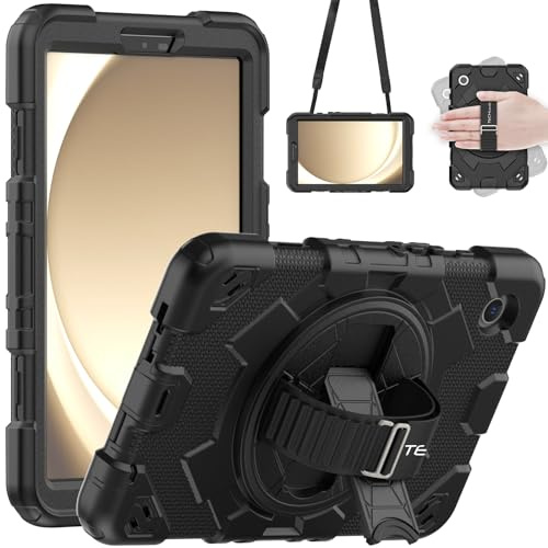 TECHGEAR SUPE Case fits Samsung Galaxy Tab A9 8.7 (SM-X110 / SM-X115) Tough Rugged HEAVY DUTY Shockproof Fun Case for Kids Boys Girls with 360 Rotating Stand, Hand Strap & Shoulder Strap