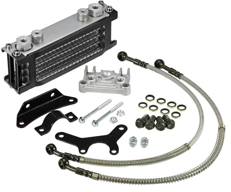 X AUTOHAUX 1 Set Black Engine Oil Cooler Standard Cooling Radiator Kit | for Dirt Bike, Pit Bike, Monkey Bike ,ATV Quad 50CC-160CC Engines