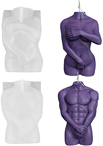 Lot de 2 moules en silicone - Pour femmes et hommes nus - Moule à bougie - Art corporel - Moules masculins féminins pour le bricolage