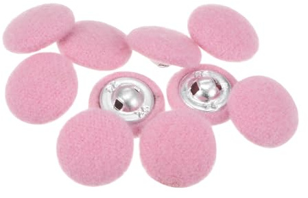 QUARKZMAN 10 Stück Stoffbezogene Knöpfe 15mm Runde Plüsch Bezogene Metall Knopf Stoff bedeckt mit Metallschaft Nähknöpfe Bastelknöpfe zum Nähen Basteln für Anzüge Strickjacke, Hellrosa