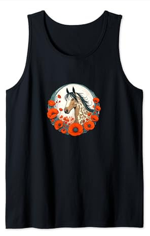 Niedlicher Appaloosa Pferd Kunst Mohnblume Blumenkranz Tank Top