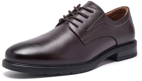 SHULOOK Chaussures Oxfords pour Hommes Classique Chaussures Hommes Derby Lacets Ville Costume Mariage Marron Foncé Taille 45