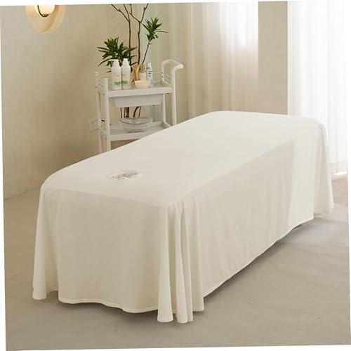 Massagetischabdeckung, 190x80 cm Wimpernbettbedeckung mit Gesichtsloch, atmungsaktives Massagebettblatt, Farbmassage -Tischrock für Salonmassage (Khaki)
