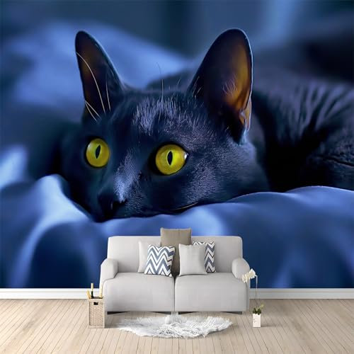 Carta Da Parati Camera Letto Moderna Gatto Grigio Scuro 400x280 cm Fotomurali Moda Decorazione da Muro Poster Carta per pareti 3D, per Soggiorno, Ufficio, Cameretta Bambini