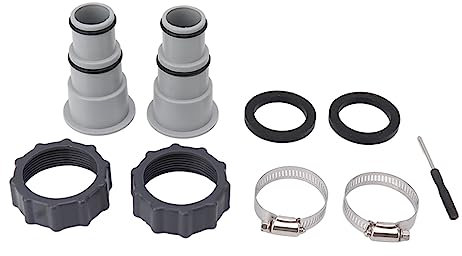 Qcwwy Adaptateur de Tuyau de Piscine 2 Pièces, Accessoires de Pompe de Filtre de Piscine Multifonctions avec Collier de Serrage, Connexion Filetée, Support de Tuyau de Piscine, Pièce