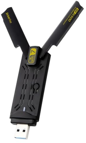 Okeeyseda Adaptador USB WiFi7 de 6500 Mbps, Tarjeta de Red Inalámbrica BE6500 de 2,4 G, 5,8 G y 6 GHz, Adaptador WiFi 802.11be de Unidad Libre para 10/11