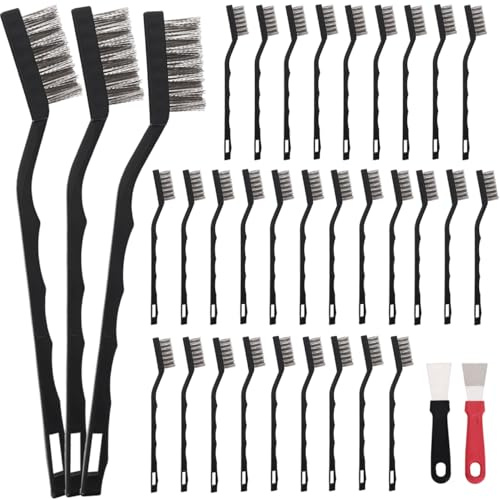 30 PCS Mini Wire Brush Stainless Steel Brush Set，Masonry Brush Wire Bristle