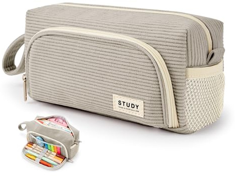 KALIDI Federmäppchen Cord-Stoff Pencil case Mäppchen mit grossem Fassungsvermögen Schreibwarenbeutel Bleistift Beutel für Middle School College Office Studentin Mädchen Geschenk