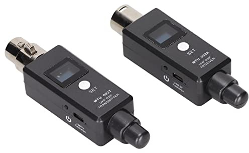 di Microfono XLR Wireless UHF, Trasmettitore e Ricevitore Ricaricabile con Gamma di 90 Piedi, Batteria da 6 Ore per Condensatore, Microfoni Dinamici, Chitarra, Studio, Suono Dal