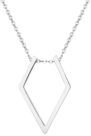 OIDEA Damen Halskette mit geometrischem Dreieck: Silber Gold Dreieck Anhänger Ringhalter aus Edelstahl elegant Schmuck Geschenk für Frauen Freundin Mädchen